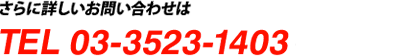 さらに詳しいお問い合わせは TEL 03-3523-1403 （第一営業部）へ